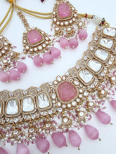 Pink Bridal Mossinate Polki Kundan Victorian Necklace, Sabyasachi Necklace, Wedding necklace, Semi Precious Jewelry, Bollywood Celebrity