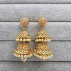 Gold plated jhumka/Double layered light weight Jhumka/Temple Jewelry/South Indian earrings/gold pearl jhumka/Traditional earrings/wedding