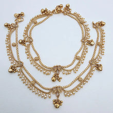 Bridal Gold Plated Anklet Pair/Payal/Moti Payal/Jhanjran/Panjeb/Pajeb/Indian Traditional Anklets/Indian Jewelry/ Pakistani Jewelry