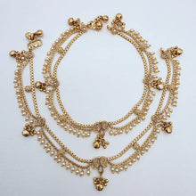 Bridal Gold Plated Anklet Pair/Payal/Moti Payal/Jhanjran/Panjeb/Pajeb/Indian Traditional Anklets/Indian Jewelry/ Pakistani Jewelry