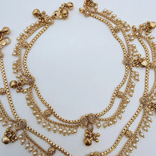 Bridal Gold Plated Anklet Pair/Payal/Moti Payal/Jhanjran/Panjeb/Pajeb/Indian Traditional Anklets/Indian Jewelry/ Pakistani Jewelry