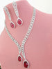 Ruby Silver CZ Diamond necklace, American Diamond Necklace,Indian pakistani jewelry for wedding, gift for her, bridal jewelry
