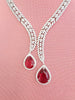 Ruby Silver CZ Diamond necklace, American Diamond Necklace,Indian pakistani jewelry for wedding, gift for her, bridal jewelry