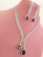 Purple Silver CZ Diamond necklace, American Diamond Necklace,Indian pakistani jewelry for wedding, gift for her, bridal jewelry