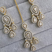 Small Gold American Diamond Earring Tikka Set/Indian Jewelry/Pakistani Jewelry/Bollywood Jewelry/CZ earrings/AD earrings/Statement earrings