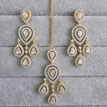Small Gold American Diamond Earring Tikka Set/Indian Jewelry/Pakistani Jewelry/Bollywood Jewelry/CZ earrings/AD earrings/Statement earrings