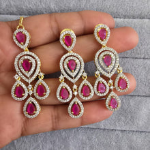 Ruby Small Gold American Diamond Earring Tikka Set/Indian Jewelry/Pakistani Jewelry/Bollywood Jewelry/CZ earrings/AD earrings/Statement