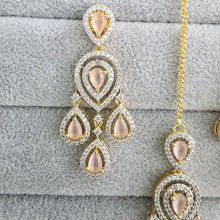 Pink Small Gold American Diamond Earring Tikka Set/Indian Jewelry/Pakistani Jewelry/Bollywood Jewelry/CZ earrings/AD earrings/Statement