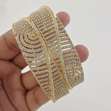 Set of 2 Cz Classic Bangles With 2 Tone Plating /CZ Bangles/Bracelet/Indian Party Bangles/CZ stone bangle/Indian wedding/bridal jewelry 2pcs