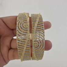 Set of 2 Cz Classic Bangles With 2 Tone Plating /CZ Bangles/Bracelet/Indian Party Bangles/CZ stone bangle/Indian wedding/bridal jewelry 2pcs