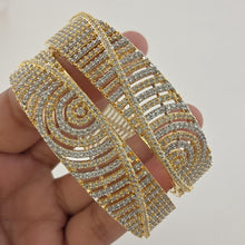 Set of 2 Cz Classic Bangles With 2 Tone Plating /CZ Bangles/Bracelet/Indian Party Bangles/CZ stone bangle/Indian wedding/bridal jewelry 2pcs
