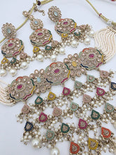 Multi Antique Polki Kundan necklace set/Reverse Ad Necklace/Statement Rain fall necklace/Punjabi Necklace/Pakistani Jewelry/Bridal necklace