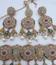 Multi Antique Polki Kundan necklace set/Reverse Ad Necklace/Statement Rain fall necklace/Punjabi Necklace/Pakistani Jewelry/Bridal necklace