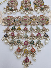 Multi Antique Polki Kundan necklace set/Reverse Ad Necklace/Statement Rain fall necklace/Punjabi Necklace/Pakistani Jewelry/Bridal necklace