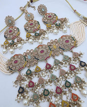 Multi Antique Polki Kundan necklace set/Reverse Ad Necklace/Statement Rain fall necklace/Punjabi Necklace/Pakistani Jewelry/Bridal necklace