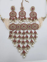 Maroon Antique Polki Kundan necklace set/Reverse Ad Necklace/Statement Rain fall necklace/Punjabi Necklace/Pakistani Jewelry/Bridal necklace