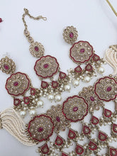 Maroon Antique Polki Kundan necklace set/Reverse Ad Necklace/Statement Rain fall necklace/Punjabi Necklace/Pakistani Jewelry/Bridal necklace