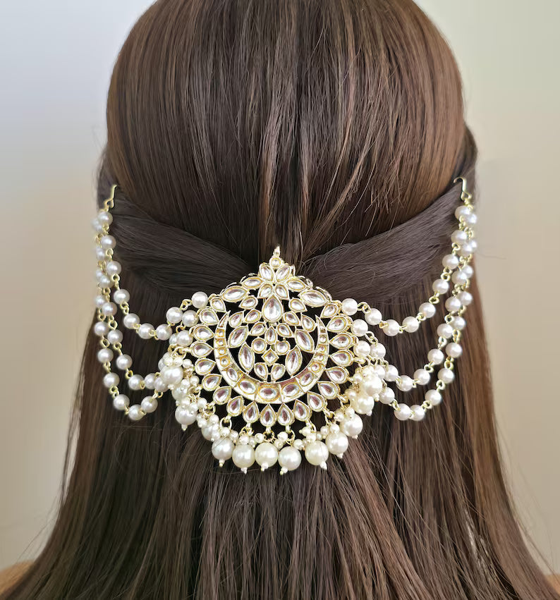 Ambada Kundan Hair Juda Choti Clip/Braid Clip/Indian Bridal Choti Pin /Kundan Hair accessories/Indian Wedding/Bridal Kundan Hair accessories