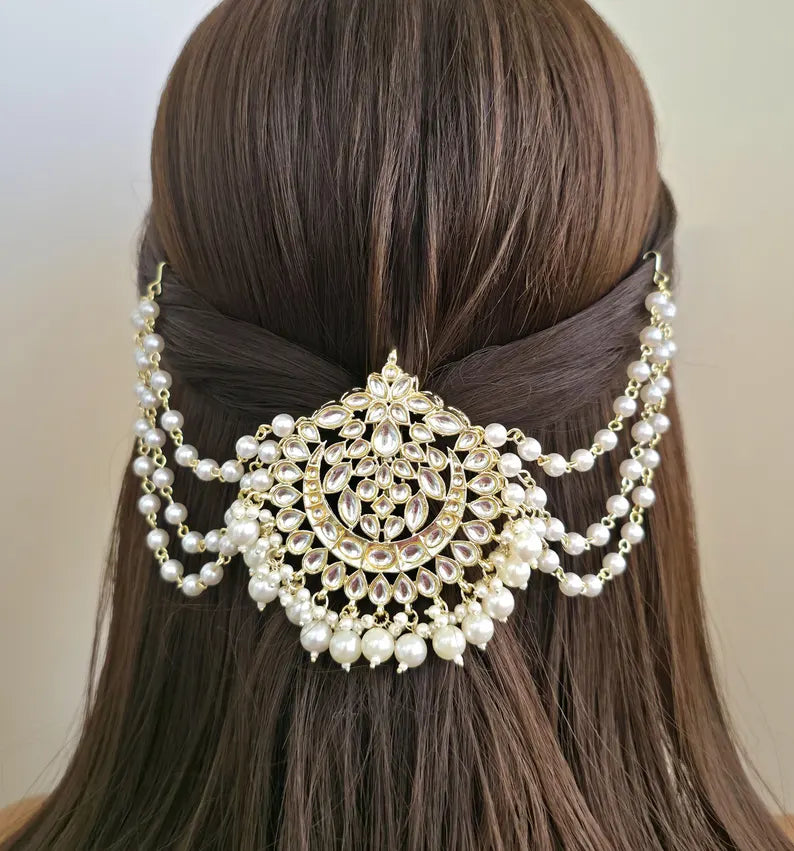 Ambada Kundan Hair Juda Choti Clip/Braid Clip/Indian Bridal Choti Pin /Kundan Hair accessories/Indian Wedding/Bridal Kundan Hair accessories