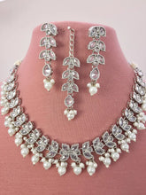 Silver Polki Kundan necklace set/Statement necklace/Indian Jewelry/Pakistani Jewelry set/Weddings necklace/Bridal necklace/Indian necklace