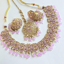 Lavender Antique Polki Kundan Pearl Necklace with earrings and tikka, bridal necklace, Indian Pakistani Wedding Jewelry