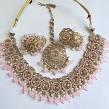 Pink Antique Polki Kundan Necklace set/Reverse Ad Necklace/Statement necklace/Indian/Punjabi Necklace/Pakistani Jewelry/Bridal necklace/