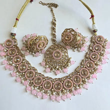 Pink Antique Polki Kundan Necklace set/Reverse Ad Necklace/Statement necklace/Indian/Punjabi Necklace/Pakistani Jewelry/Bridal necklace/