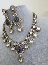 Blue Victorian Moissanite polki kundan necklace/Sabyasachi Necklace/Kundan Jewelry Set/Indian wedding collection/Bridal Indian Pakistani