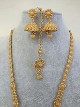 Antique Gold Long Necklace/Indian Necklace/South Indian Necklace/Long Necklace/ Indian Jewelry/Kasu mala/ long Haram, Indian Pakistani Set