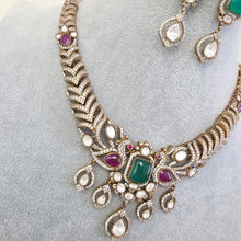 RubyGreen Doublet Moissanite polki CZ Necklace,Sabyasachi Necklace,Statement Necklace,Designer,India,Pakistani Jewelry,Wedding collection