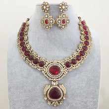 Ruby Victorian Moissanite polki Cz diamond Necklace, Indian Bridal Jewelry, Bollywood Sabyasachi Designer necklace, Pakistani Wedding
