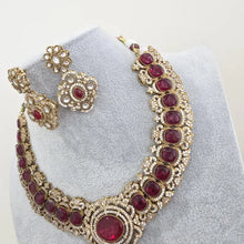 Ruby Victorian Moissanite polki Cz diamond Necklace, Indian Bridal Jewelry, Bollywood Sabyasachi Designer necklace, Pakistani Wedding