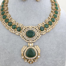 Green Victorian Moissanite polki Cz diamond Necklace, Indian Bridal Jewelry, Bollywood Sabyasachi Designer necklace, Pakistani Wedding
