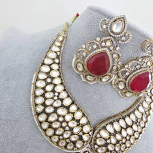 Ruby Victorian Moissanite polki Cz diamond Necklace, Indian Bridal Jewelry, Bollywood Sabyasachi Designer necklace, Pakistani Wedding