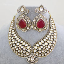 Ruby Victorian Moissanite polki Cz diamond Necklace, Indian Bridal Jewelry, Bollywood Sabyasachi Designer necklace, Pakistani Wedding