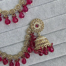 Hot Pink Polki Pearl bahubali jhumka, Kundan jhumnka, bahubali earrings, Pearl jewelry for wedding, indian pakistani jewelry