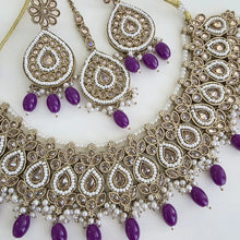 Purple Antique Polki Kundan necklace/Indian Jewelry/Pakistani Jewelry set/Weddings necklace/Bridal necklace/Reverse AD Set