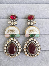 Multi Sabyasachi-inspired MOP Moissanite Kundan earrings, Victorian earrings,Designer earrings, statement earrings,Gift For her