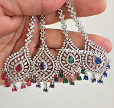 American Diamond Maang tikka/Indian Jewelry/ Indian Wedding Jewelry/ Pakistani Jewelry/ Jhoomer/ Matha patti/ Indian forehead jewelry
