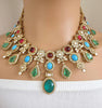 Navratan Sabyasachi Necklace, Statement Necklace, Semi Precious Necklace, Designer Necklace, Indian wedding,Pakistani Wedding jeweley