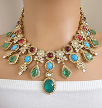 Navratan Sabyasachi Necklace, Statement Necklace, Semi Precious Necklace, Designer Necklace, Indian wedding,Pakistani Wedding jeweley