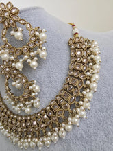 White Antique Polki Kundan Pearl Necklace, bridal, Pakistani Jewelry, Indian Wedding Jewelry