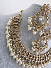 White Antique Polki Kundan Pearl Necklace, bridal, Pakistani Jewelry, Indian Wedding Jewelry