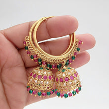 Gold plated polki Hoop Earrings/Bali Jhumkas/Traditional ethnic earrings/Trendy earrings/Statement earrings/Bridal jewelry/Pakistani/Punjabi