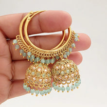 Gold plated polki Hoop Earrings/Bali Jhumkas/Traditional ethnic earrings/Trendy earrings/Statement earrings/Bridal jewelry/Pakistani/Punjabi