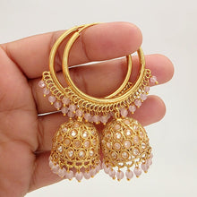 Gold plated polki Hoop Earrings/Bali Jhumkas/Traditional ethnic earrings/Trendy earrings/Statement earrings/Bridal jewelry/Pakistani/Punjabi