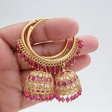 Gold plated polki Hoop Earrings/Bali Jhumkas/Traditional ethnic earrings/Trendy earrings/Statement earrings/Bridal jewelry/Pakistani/Punjabi