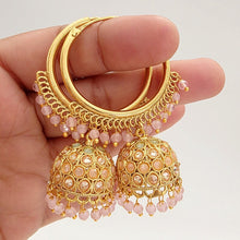 Gold plated polki Hoop Earrings/Bali Jhumkas/Traditional ethnic earrings/Trendy earrings/Statement earrings/Bridal jewelry/Pakistani/Punjabi