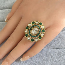 Kundan Dull Gold Polki Ring/Adjustable Ring/Indian Ring/ Pakistani Jewelry/ Indian Jewelry/Bollywood Jewelry/Indian Wedding jewelry