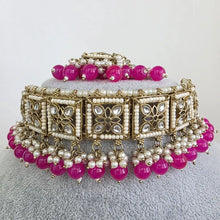 Hot Pink Pearl Kundan Choker Set/Kundan Choker/ Bollywood Jewelry/ Indian Pakistani necklace/Punjabi necklace/bridal necklace/Indian wedding